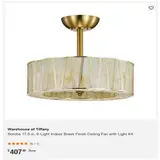Warehouse of Tiffany Sorcha 17.5" 6-Light Brass Ceiling Fan with Light Kit - Thumbnail 4
